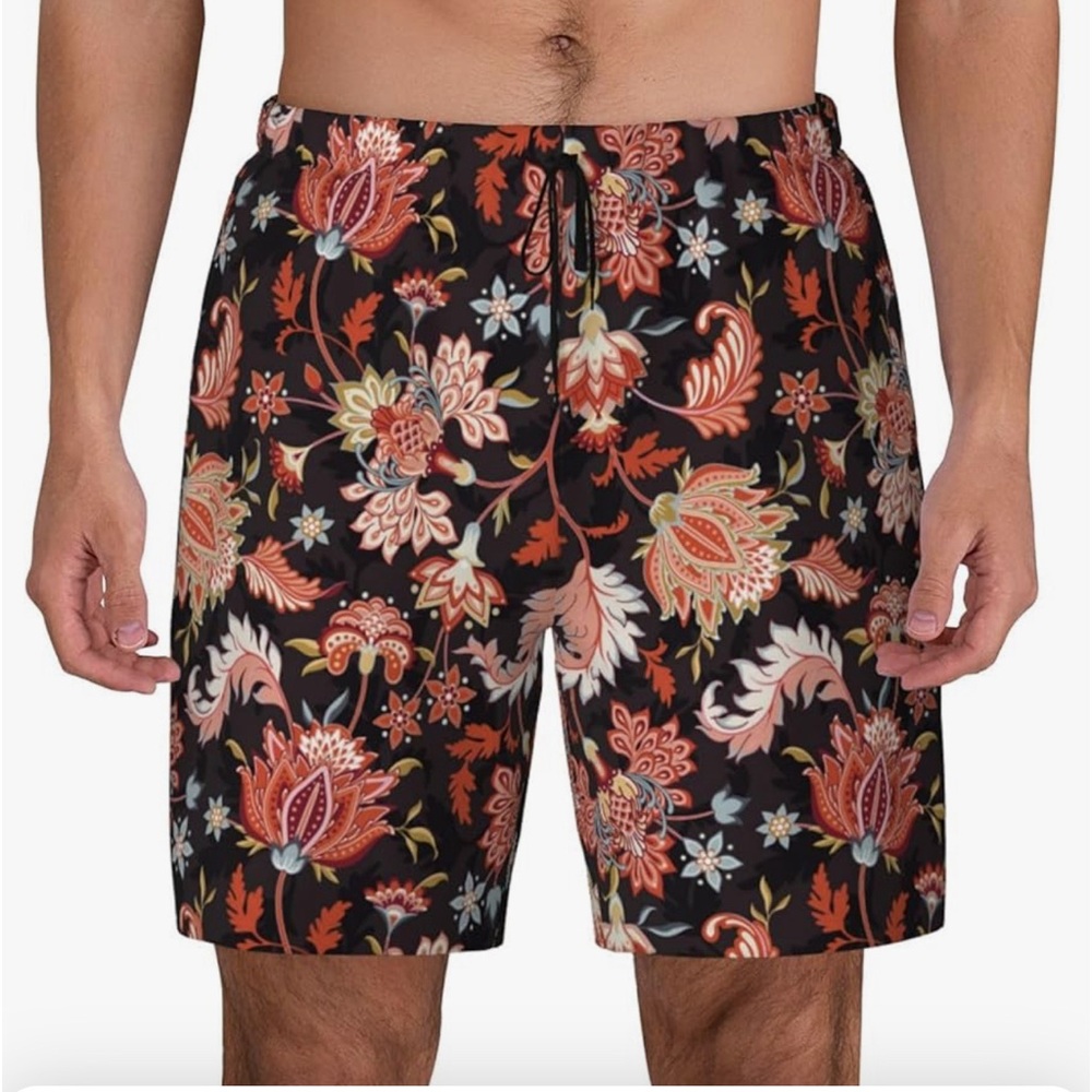 Bugatchi black floral print swim trunks